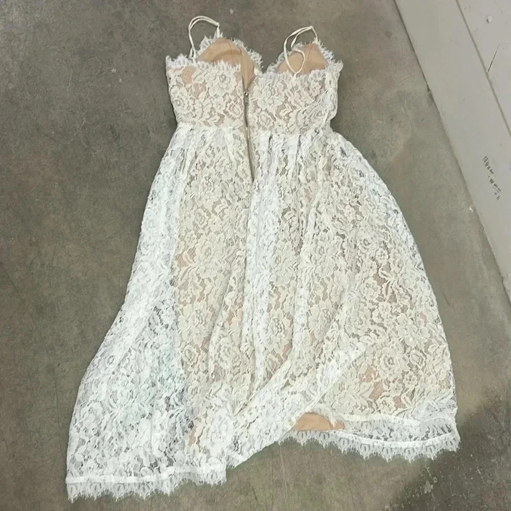 Dex White Lace Spaghetti Strap Midi Dress - Picture 5 of 5